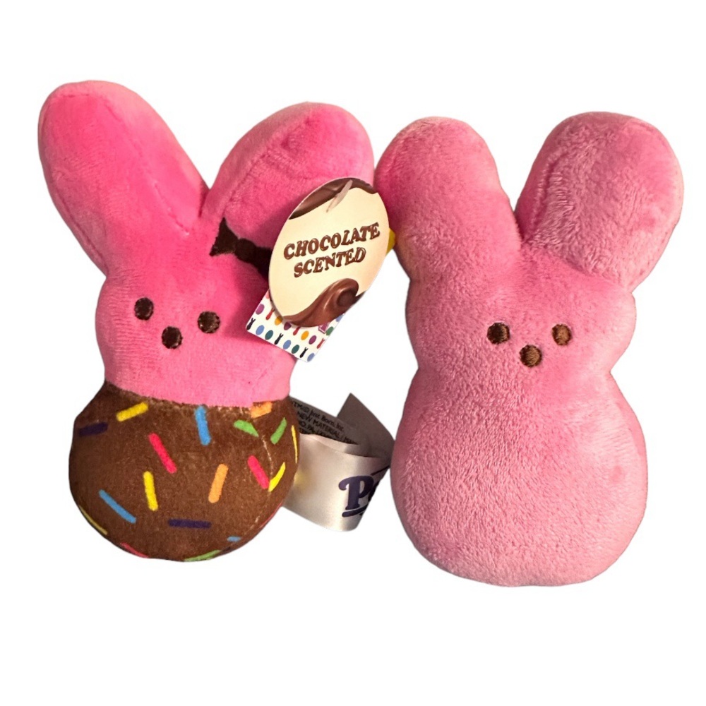 2024 PEEPS Chocolate Scented Easter Bunny 5.75" Plush Pink NEW +Tag lot
